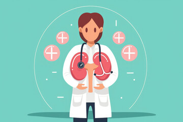 doctor in a white coat holding kidney organ, chronic kidney disease, renal failure,