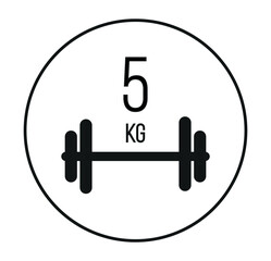 5 kg weight icon. Vector weight in kilograms isolated on white background with circle