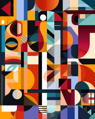 abstract geometric vector background inspired by cubist art fragmented shapes - obrazy, fototapety, plakaty