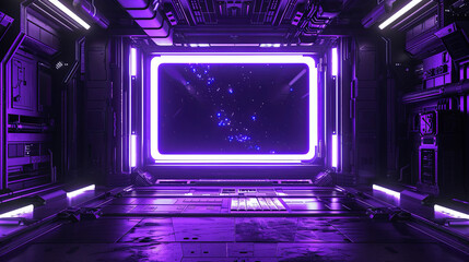 An interior of a sci-fi spaceship for video cover