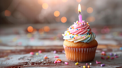 birthday cupcake with candle