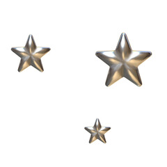 Obraz premium 3D Metallic shine star sparkle emoji. Cute shiny star shaped object. Magic element. Cartoon creative design icon isolated on white background. 3D Rendering