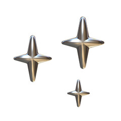 Fototapeta premium 3D Iron shine star sparkle emoji. Cute shiny star shaped object. Magic element. Cartoon creative design icon isolated on white background. 3D Rendering
