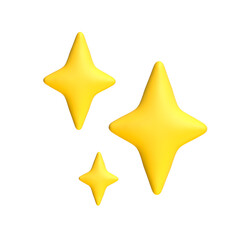 3D star sparkle emoji. Cute shiny star shaped object. Magic element. Cartoon creative design icon isolated on white background. 3D Rendering