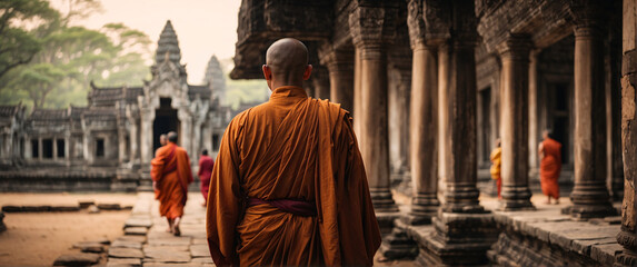 Fototapeta premium Sacred Serenity. Exploring Ancient Buddhist Culture in Cambodia