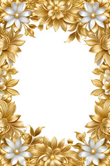 Luxury Gold Flower Frame Border PNG Transparent Background