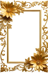 Luxury Gold Flower Frame Border PNG Transparent Background