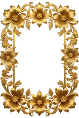 Luxury Gold Flower Frame Border PNG Transparent Background