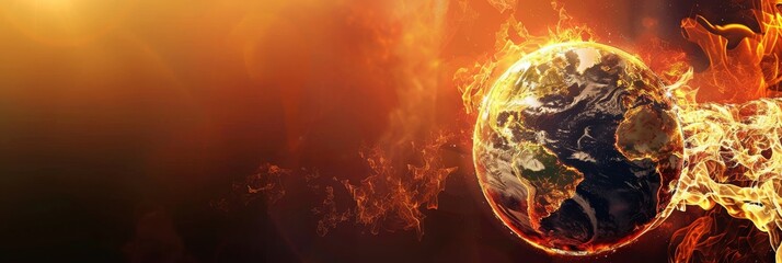Earth Engulfed by Flames. Generative AI