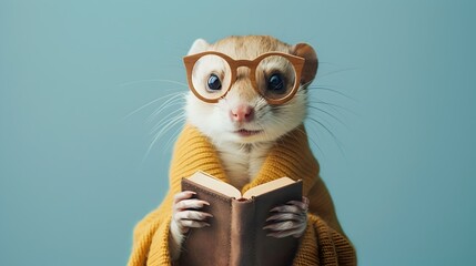 Studious Rodents Adorable Pets Wearing Glasses and Reading