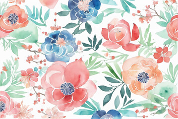Brilliant watercolor flat style flowers background