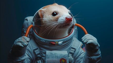 Ferret Astronaut in Futuristic Space Adventure