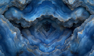 Fototapeta premium Abyssal Echoes: Geode-Inspired Blue Strata Depth Artwork