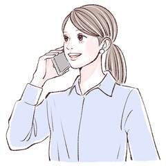 スマートフォンを持つ女性のイラスト素材