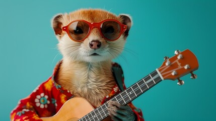 Ukulele Playing Ferret in Hip Hop Style