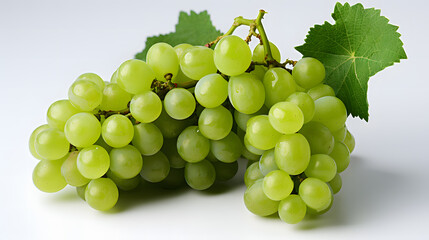 Green wine grapes isolated on white background