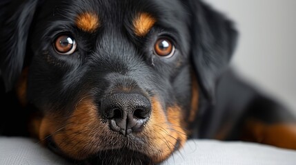 Fototapeta premium Generative AI : Rottweiler puppy isolated on white background