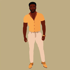 Afro black man in elegant art style vector