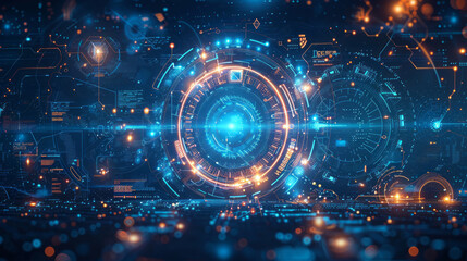 Fototapeta premium Technical illustration. Mechanical engineering. Backgrounds of engineering subjects. Technical design. Instrument making. Cover. Blue background. Grid,generative ai