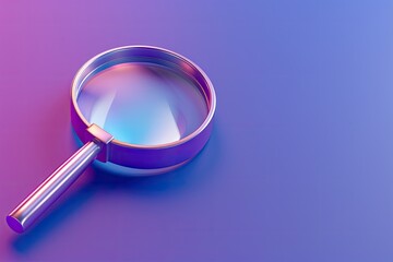 A 3D icon representing the symbol of a magnifying glass