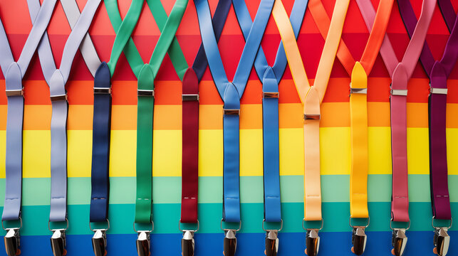 rainbow theme suspender background showing various colorful suspenders
