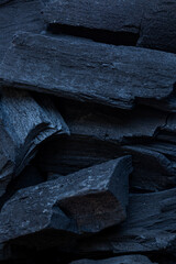 macro charcoal texture,black coal texture, coal for barbecue, space for text,Close-up of macro...