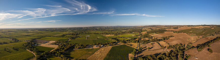 Panoramic aerial photo of wine region.  Willunga, South Australia.