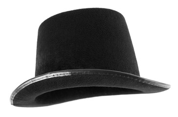 Black magician top hat isolated on white - obrazy, fototapety, plakaty