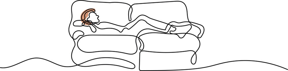 Man Sleeping Above Sofa Continuous Single Line Art