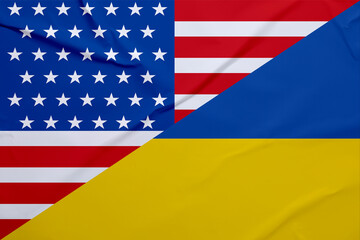 Flags of Ukraine and Usa. International diplomatic relationships