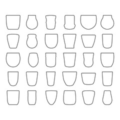 Outline party glass icon set. Drink vector