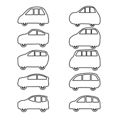 Outline car icon set. Flat style transportation vector