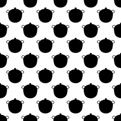 Boiling pot seamless pattern. Cooking ware flat design