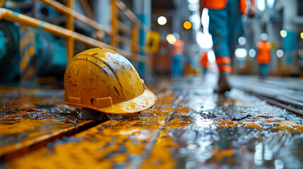 A construction worker experiencing a slip-and-fall accident on a floor at a construction site,generative ai