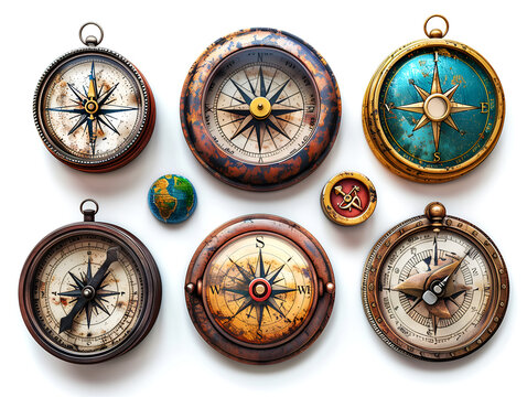 set of vintage compass