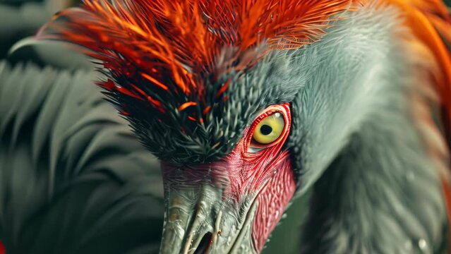 close up animal vibrant feathered. 4k video animation