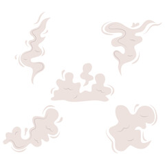 Fototapeta na wymiar Cartoon Smoke Cloud With Simple Cartoon Design. Smoke Explosion For Comic. Vector Illustration Set.