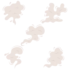 Foto auf Glas Cartoon Smoke Cloud With Simple Cartoon Design. Smoke Explosion For Comic. Vector Illustration Set. © Denu Studios