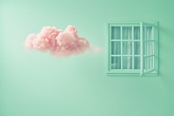 Soft Harmony: Pink Cloud Against Pastel Green
