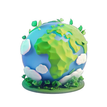 Environment Conservation Concept: Cartoon 3D Icon of Planet Earth