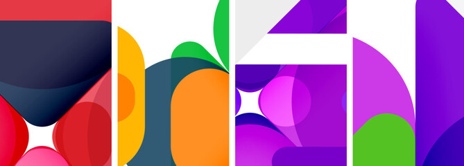 Colorful bright geometric abstract compositions for wallpaper, business card, cover, poster, banner, brochure, header, website