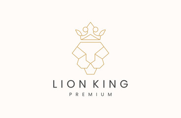 King lion head heraldic emblem. Logo design template.