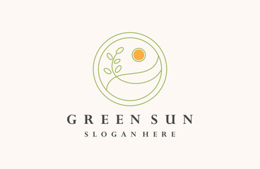 Green sun logo icon design template vector illustration