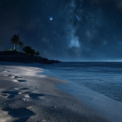 The beach in the night time and beautiful sand