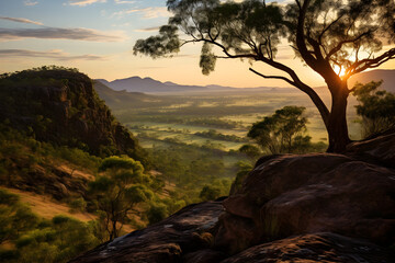 Enthralling Panoramic View of Lush Nature At Dawn in Fort Queensland