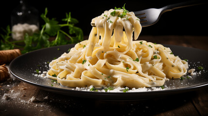 Fettuccine Alfredo Pasta Tossed With Butter Parmesan Cheese Garlic And Parsley