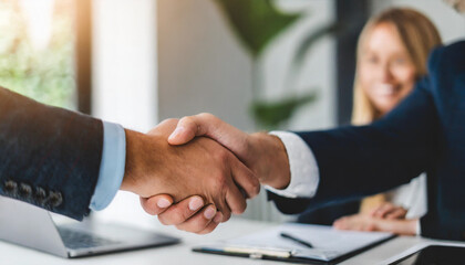 landlord, agent, and client shaking hands against a clean background