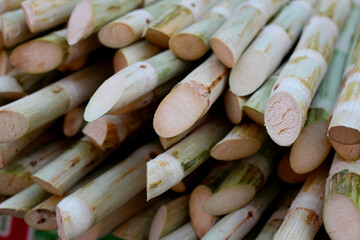 Sugarcane for making sugarcane juice. Thai street food
