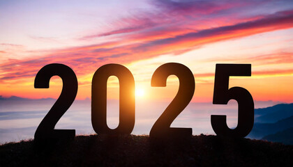 New Year 2025: Silhouette sunset represents hope, transition, and new beginnings