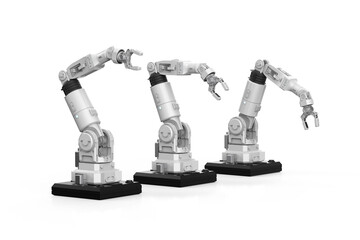 Ai robotic arms three gesture isolated on white background
